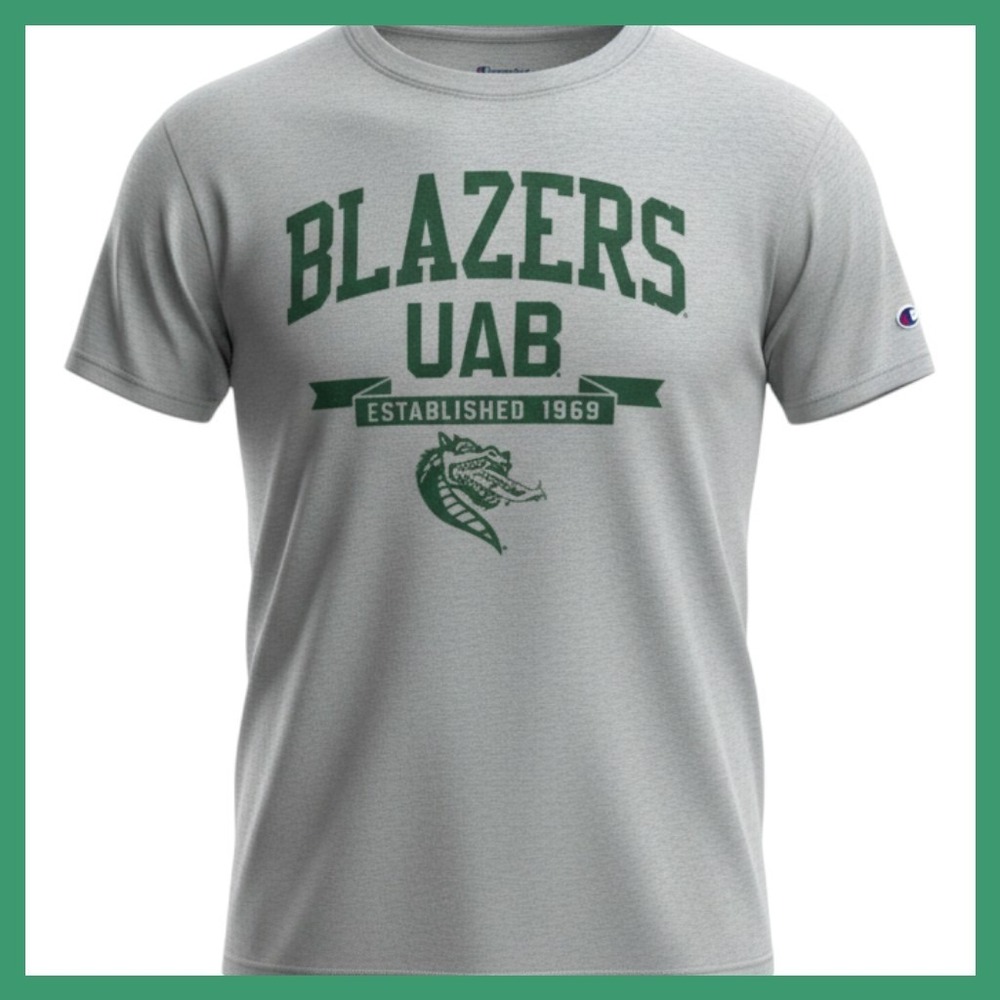 Champion UAB Blazers T-Shirt Mens Medium Grey Graphic Tee Established 1969